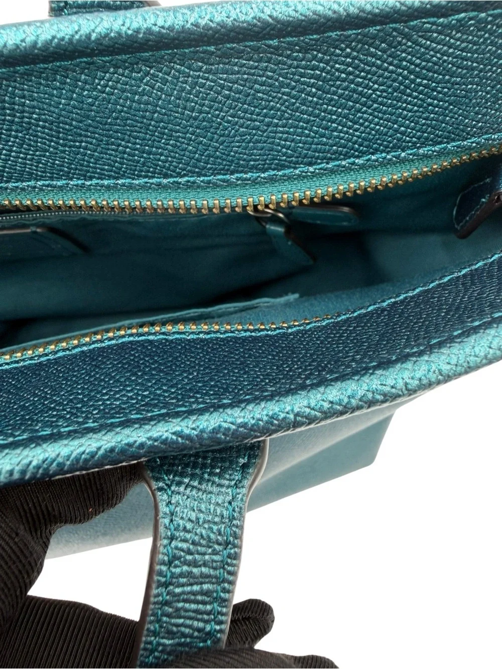 🦚 Coach City Tote in Metallic Teal / Viridian Crossgrain Leather 🦚